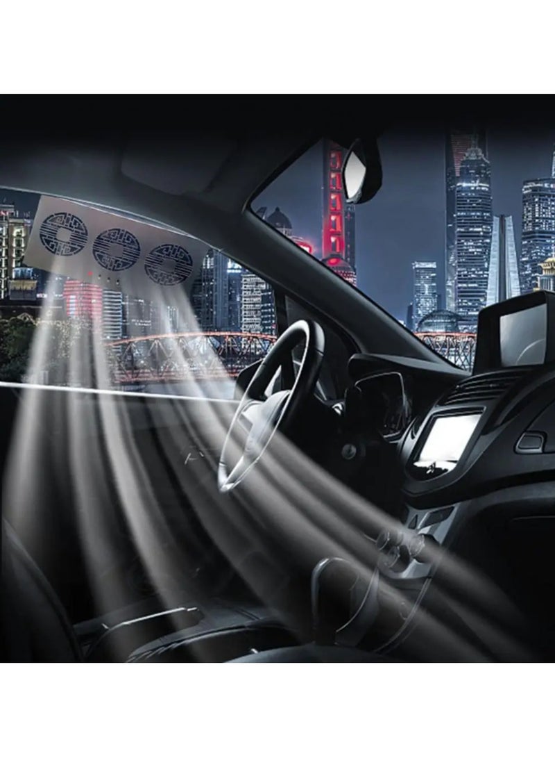 ارواق مروحة تهوية للسيارة تعمل بالطاقة الشمسية بثلاثة غطاء محرك السيارة العادم المبرد بالطاقة الشمسية مبرد هواء قوي أبيض صغير - Image 3