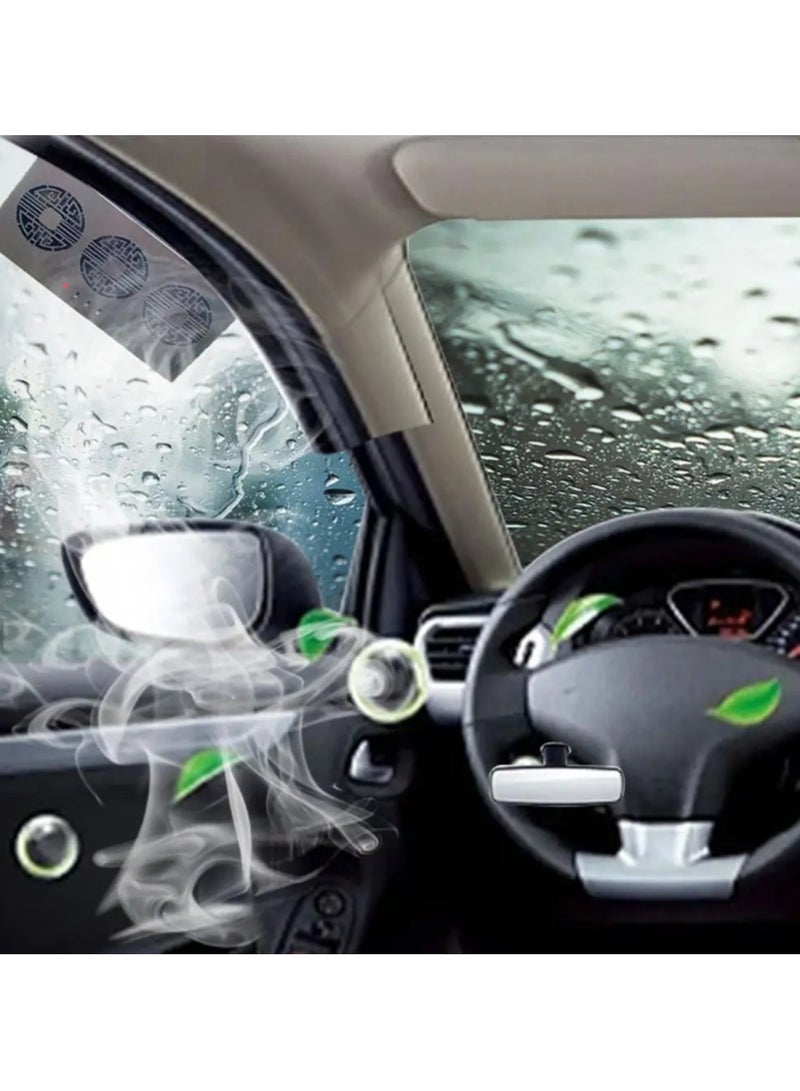 ارواق مروحة تهوية للسيارة تعمل بالطاقة الشمسية بثلاثة غطاء محرك السيارة العادم المبرد بالطاقة الشمسية مبرد هواء قوي أبيض صغير - Image 4