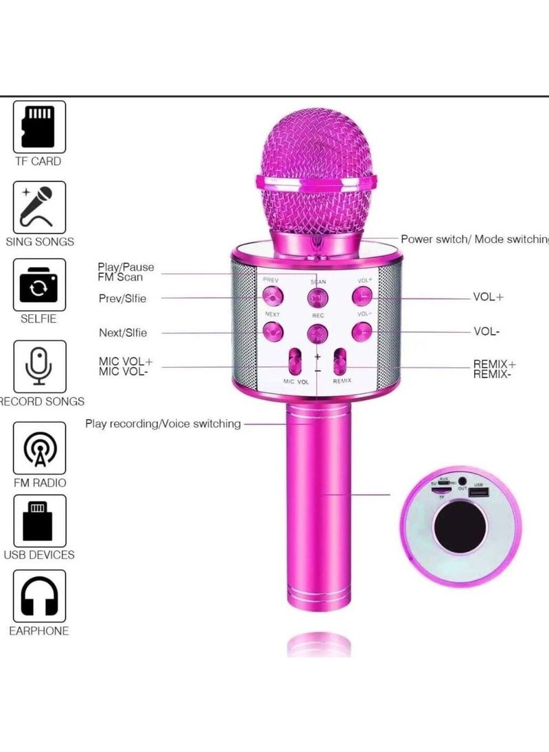 LIMITLESS Karaoke Wireless Microphone for Kids Toddler Microphone Mic Speaker Machine for Kids Party with LED Lights, Magic Sounds, Vocal Remover Compatible with iPhone, Android, iPad, PC (Pink)  - Image 2