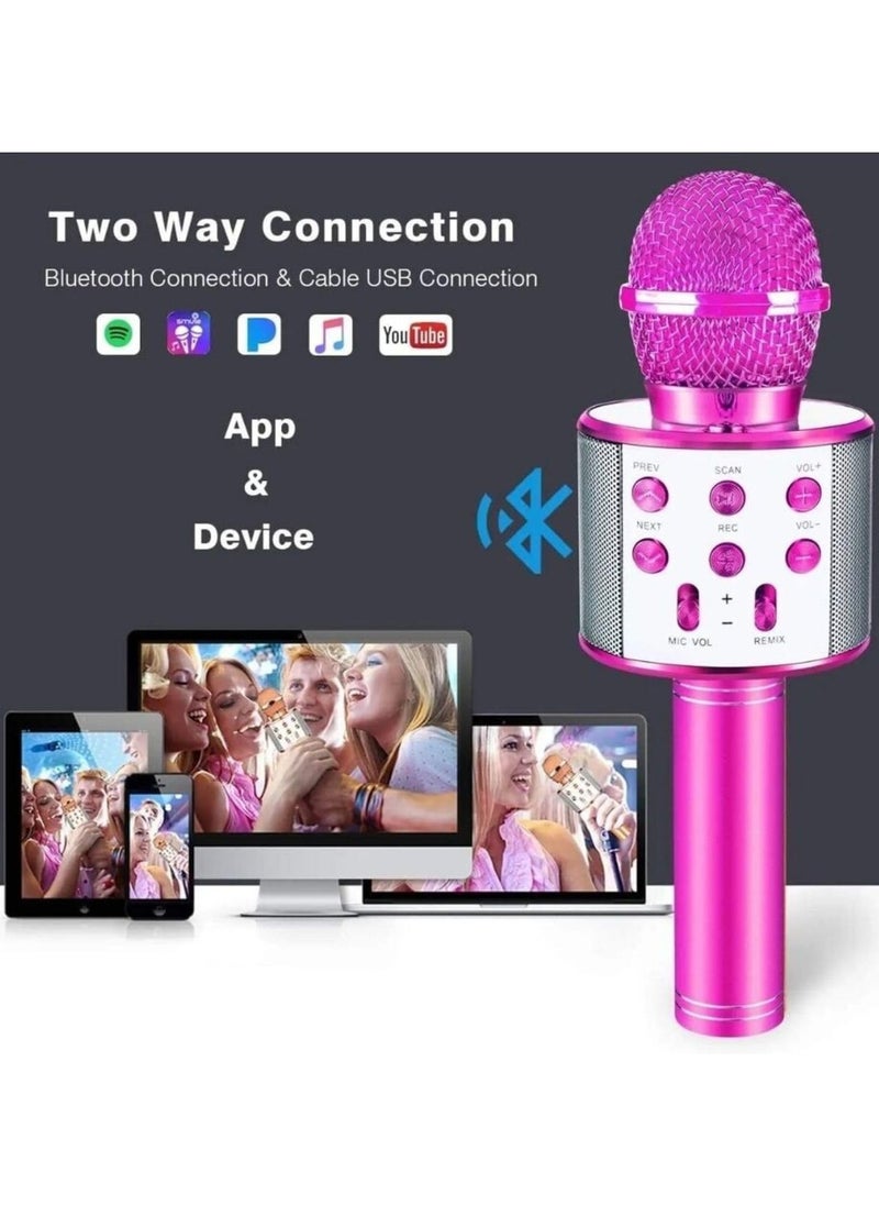 LIMITLESS Karaoke Wireless Microphone for Kids Toddler Microphone Mic Speaker Machine for Kids Party with LED Lights, Magic Sounds, Vocal Remover Compatible with iPhone, Android, iPad, PC (Pink)  - Image 3