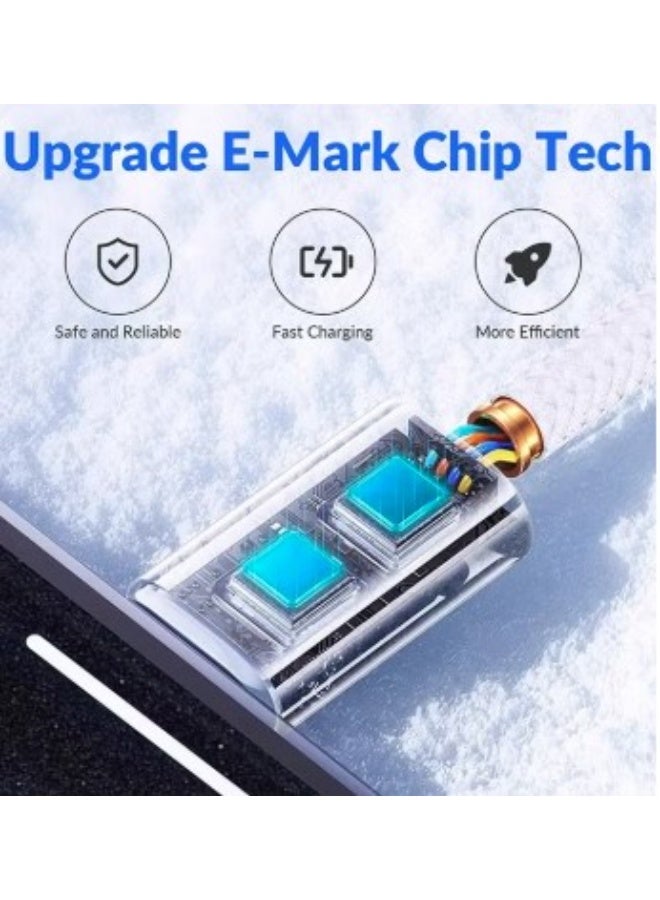 Two-meter white charging cable, compatible with iPhone 17 Pro Max, 16 Pro Max, and Samsung devices. - Image 2