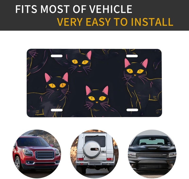 Animals Cat Colorful Front License Plate for Women Men Funny Car License Plates with 4 Holes Aluminum Metal Novelty Vanity Tag Cover Rust-Proof Us Canada Car Decor Accessory 6 * 12 Inches 508 - Image 5