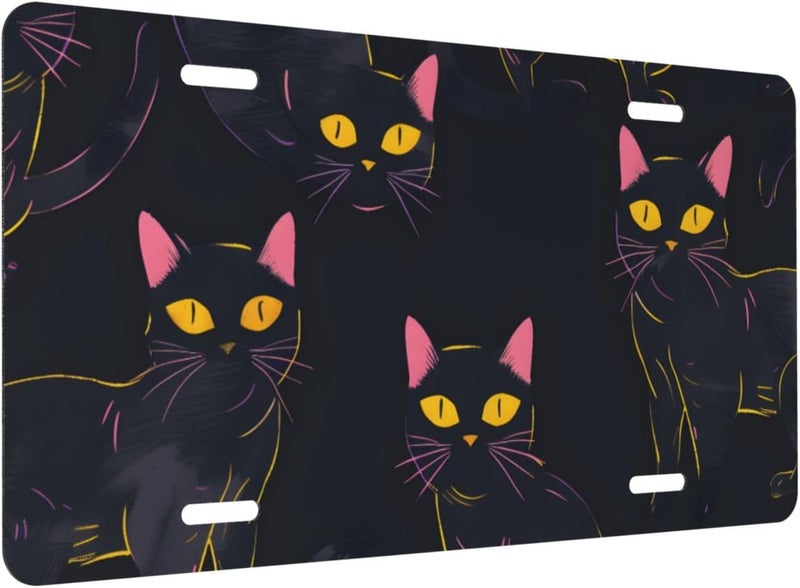 Animals Cat Colorful Front License Plate for Women Men Funny Car License Plates with 4 Holes Aluminum Metal Novelty Vanity Tag Cover Rust-Proof Us Canada Car Decor Accessory 6 * 12 Inches 508 - Image 2