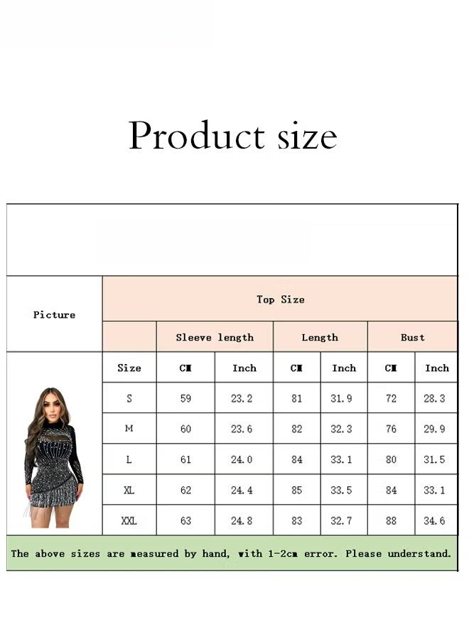 أزياء اللؤلؤ حجر الراين اللباس النساء حزب شرابة شبكة غطاء الورك Bodycon اللباس - Image 2