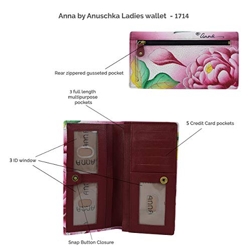 Anna by Anuschka Women's Genuine Leather Hand Painted Clutch Wallet - Precious Peony - Image 4