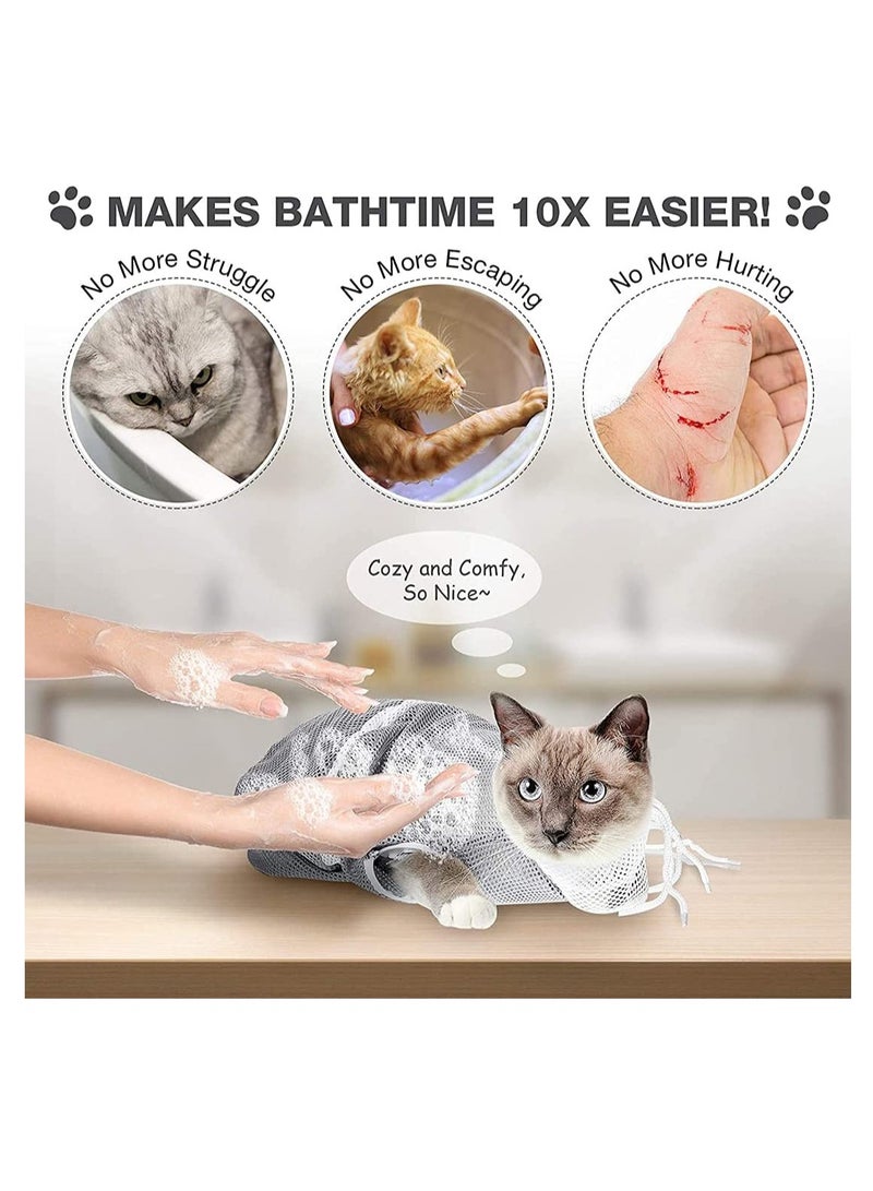 Zikra Cat Shower Grooming Bathing Bag Net Bag Cat Adjustable Cat Washing Bag Multifunctional Cat Restraint Bag Prevent Biting Scratching for Bathing Nail Trimming Ears Clean Keeping Calm - Image 2