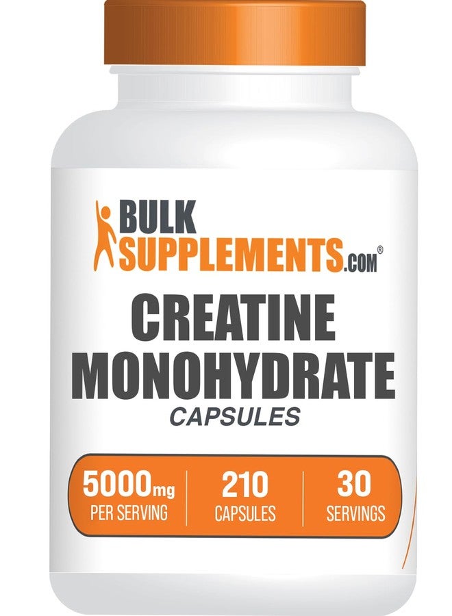 BulkSupplements.com Creatine Monohydrate Capsules - Micronized Creatine Monohydrate, Sports Nutrition - 7 Capsules per Serving, 5000mg, Gluten Free, 210 Count (Pack of 1) - Image 1