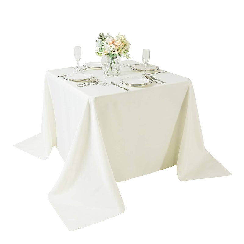 Cupuamon Square Tablecloth 90x90 inch Washable Polyester Fabric Table Cloth for Wedding Party Dining Banquet Decoration90x90Ivory