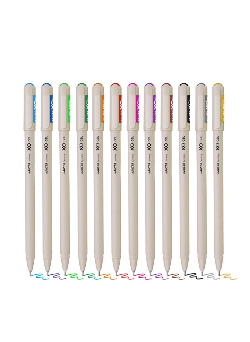 Flair - Flair Hauser XO Multicolor Gel Pen with Hard Box Case | Sleek Body & Minimalistic Design | Matt Finish | Ultra Durable Tip | Set Of 12 Bright Ink Colors - Image 1