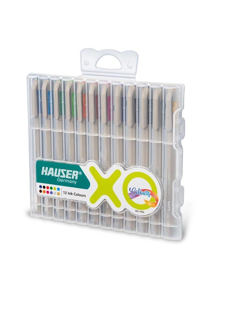 Flair - Flair Hauser XO Multicolor Gel Pen with Hard Box Case | Sleek Body & Minimalistic Design | Matt Finish | Ultra Durable Tip | Set Of 12 Bright Ink Colors - Image 1