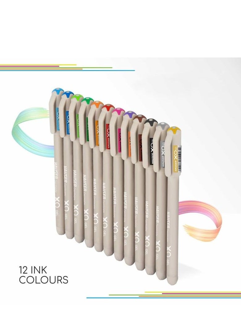 Flair - Flair Hauser XO Multicolor Gel Pen with Hard Box Case | Sleek Body & Minimalistic Design | Matt Finish | Ultra Durable Tip | Set Of 12 Bright Ink Colors - Image 1