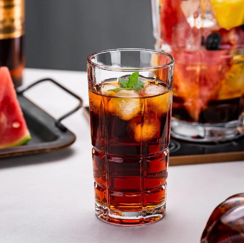 IndusBay® 6 Pieces 280 ML Juice Beer Glass Drinking Whisky Glass Mug Bar Tumbler Glasses for Scotch, Bourbon, Liquor and Cocktail Drinks, Clear - Image 2