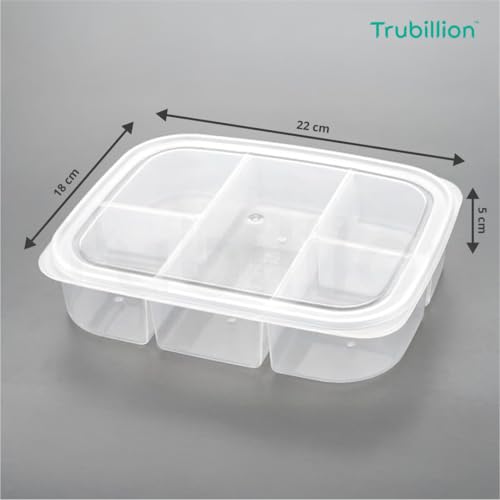 TRUBILLION SnackStation, 5-in-1 Food Storage Container with 5 Compartments,Stackable Design,BPA-Free,Freezer Safe,Transparent Lid,Ideal for Vegetables,Fruits,Snacks (Transparent (Set of 1)) - Image 4