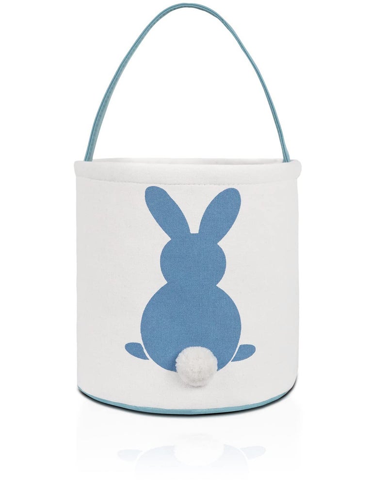 MONOBLANKS Easter Bunny Basket Bags, Rabbit Bucket Tote for Easter Egg Hunts Decorations Candy Gifts Storage (Blue) - Image 1