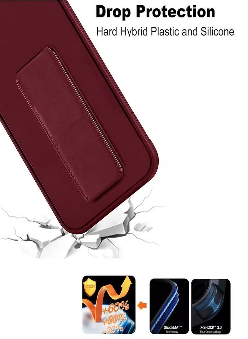 TIGER OnePlus Nord CE4 Lite 5G 2024 Maroon Case Cover – Magnetic Foldable Kickstand with Wrist Strap Grip | Finger Ring Stand with Built-In Iron Plate | Shockproof Anti-Slip TPU Back Cover - Image 5