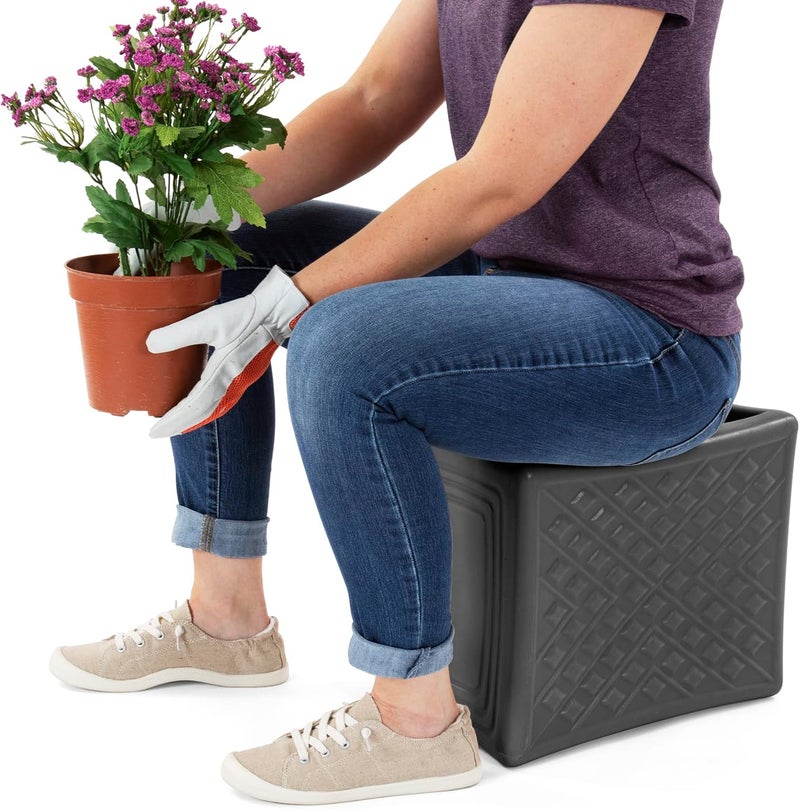 SIMPLAY3 Handy Home 3-Level Heavy Duty Work/Garden Seat - 12"" x 15"" x 9"" - Gray, Made in USA - Image 1