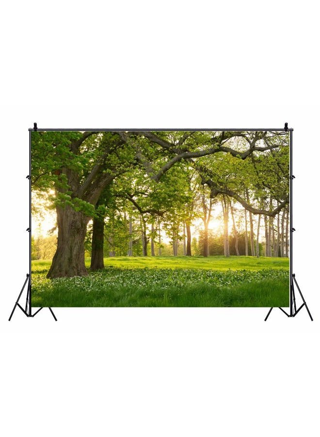 Leowefowa 7x5ft Spring Backdrop Rural Forest Trees Backdrops for Photography Blooming Flowers Green Grassland Nature Vinyl Photo Background Kids Adults Outdoor Travel Portraits Studio Props - Image 3