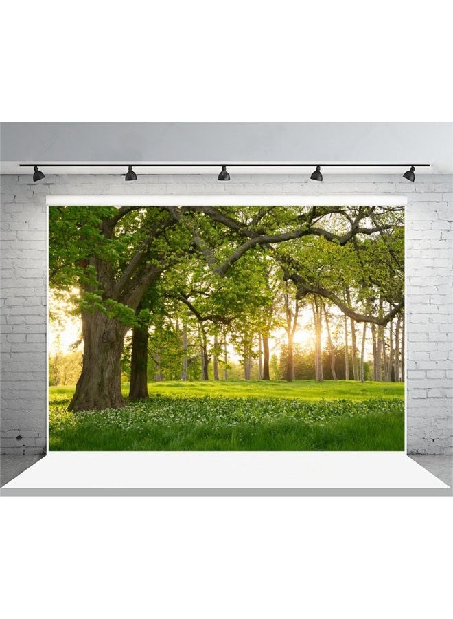 Leowefowa 7x5ft Spring Backdrop Rural Forest Trees Backdrops for Photography Blooming Flowers Green Grassland Nature Vinyl Photo Background Kids Adults Outdoor Travel Portraits Studio Props - Image 4