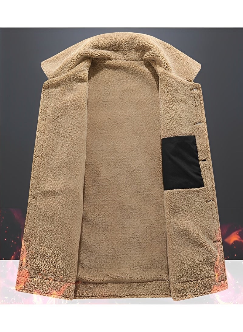 REOCLE Men's Puffer Vest Winter Warm Outdoor Padded Puffer Vest Thick Fleece Lined Sleeveless Jacket Casual Jacket with Standing Collar - Image 3