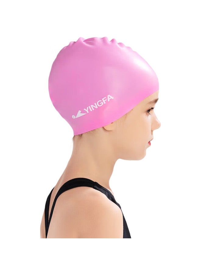 YINGFA Children'S Silicone Swim Cap, For Boys And Girls, Long Hair Swimming Cap, Waterproof, Comfortable, Non-Binding, Rose Red - Image 2