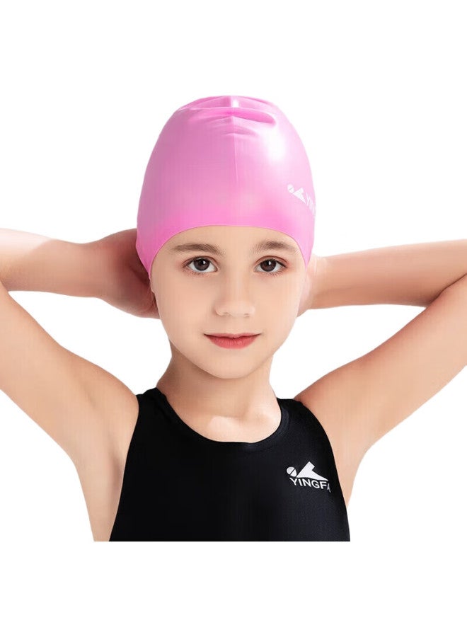 YINGFA Children'S Silicone Swim Cap, For Boys And Girls, Long Hair Swimming Cap, Waterproof, Comfortable, Non-Binding, Rose Red - Image 3