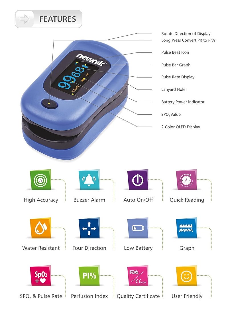 نيونيك مجموعة متابعة الصحة – جهاز قياس الأكسجين Newnik، ميزان حرارة بالأشعة تحت الحمراء Yuwell، وقناع خارجي متعدد الاستخدام للحماية اليومية - Image 4
