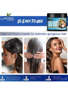 Luxura Sciences Collagen Hair Mask | Repairs Dry, Damaged Hair & Restores Softness & Shine | Deep Conditioning Masque with Shea Butter & Argan Oil | 3.53 Oz/100g  - Image 4