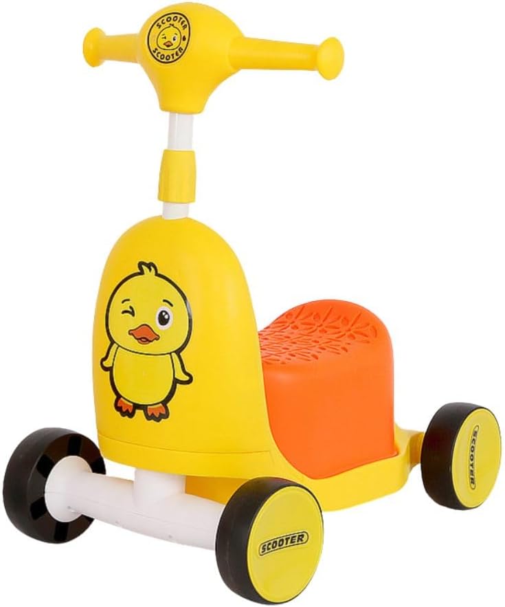 turtees Kids 2-in-1 Duck Scooter with Seat, 4-Wheel Ride-On Toy - Image 1
