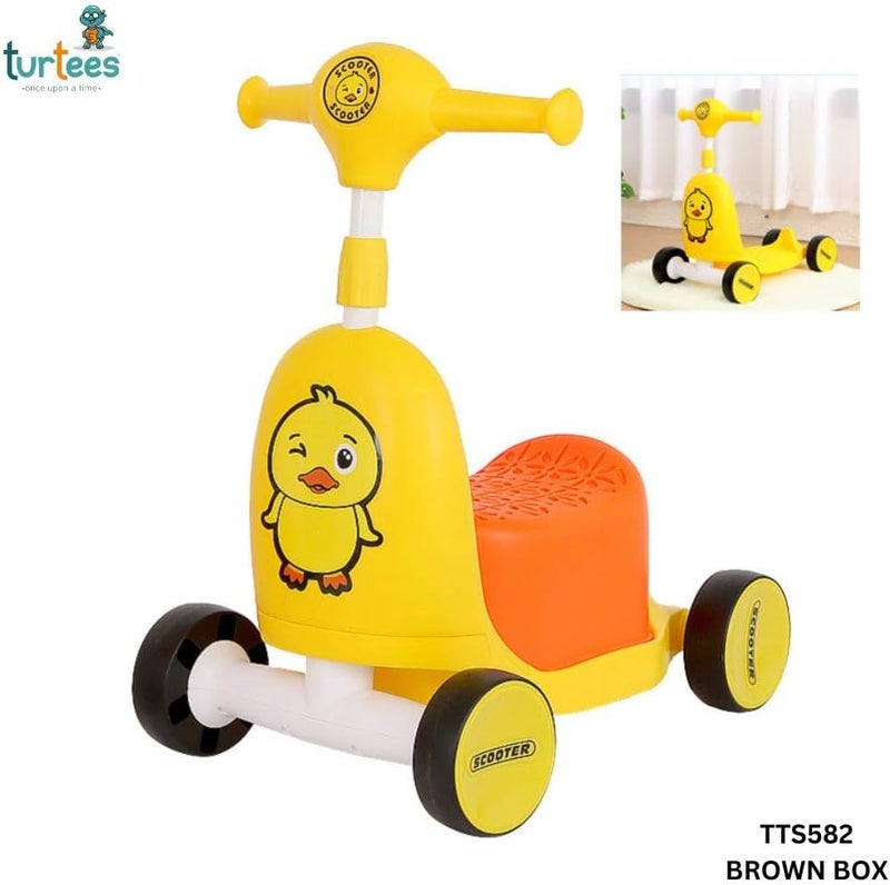 turtees Kids 2-in-1 Duck Scooter with Seat, 4-Wheel Ride-On Toy - Image 2