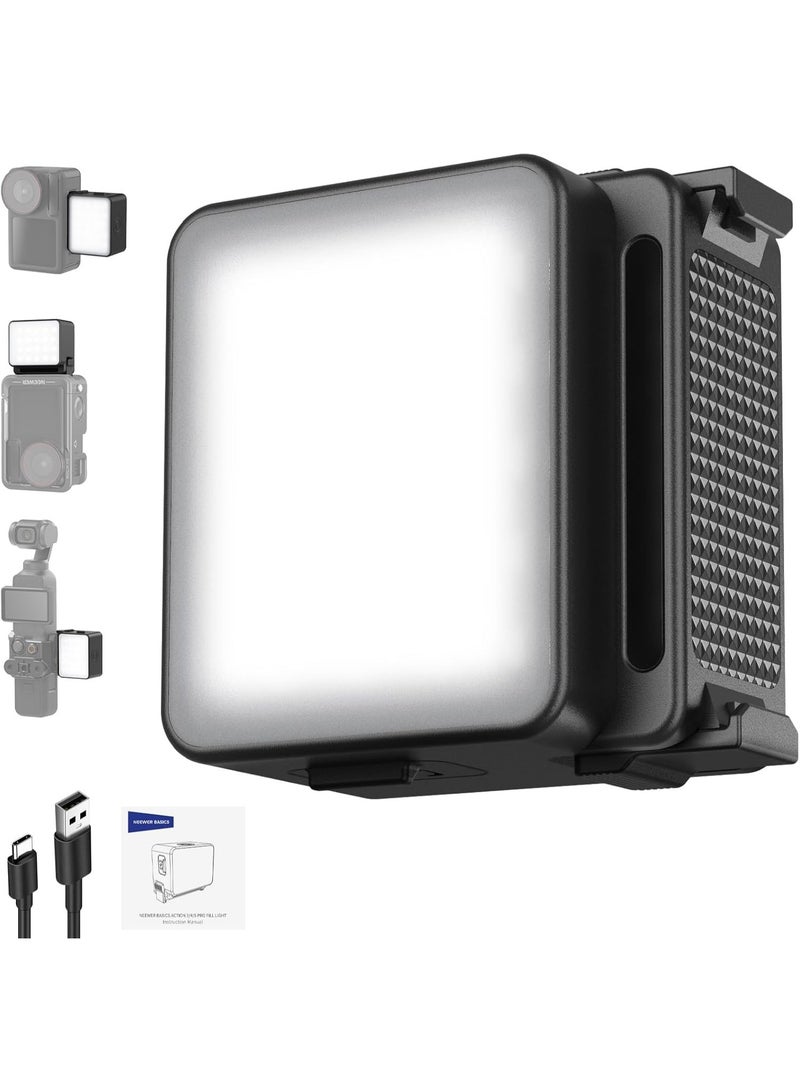 NEEWER Basics M20 Magnetic LED Camera Light Compatible with DJI OSMO Action 3 4 5 Pro Cage NEEWER AC009 PRO Pocket 3 Accessories Expansion Adapter, Plastic Mini Fill Light Attachment 5600K CRI95+ - Image 1