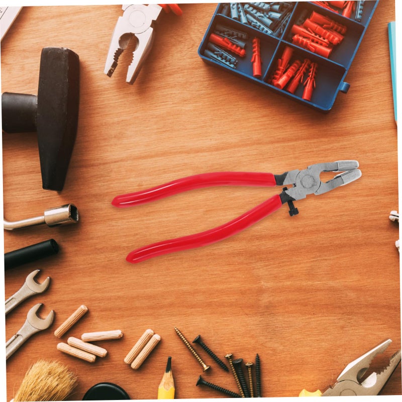 8 Inch Heavy Duty Glass Breaking Pliers Curved Jaws for Cutting Stained Glass Mosaics and Fusing - Image 3