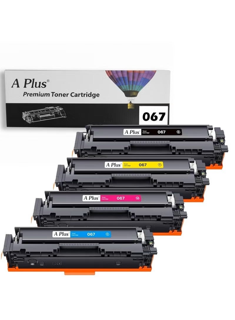 APLUS A Plus 067/067H Compatible Toner Cartridge Set (4-Pack) for Canon i-SENSYS MF655Cdw, MF657Cdw, MF651Cw, LBP633Cw, LBP631Cw - Black, Cyan, Magenta, Yellow - Image 1