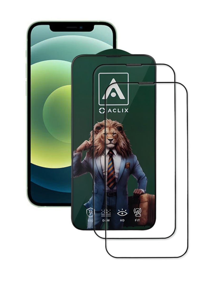 ACLIX 2 Pieces Antistatic ESD Dustproof Premium Quality High Definition Tempered Glass Screen Protector Designed For  iPhone 12 - Image 1