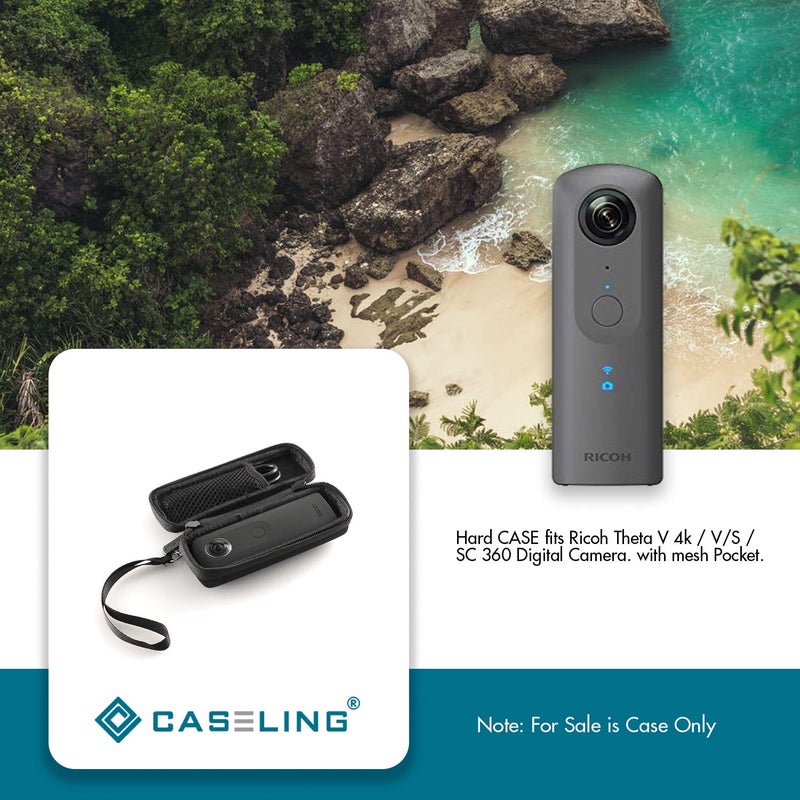 caseling Hard CASE fits Ricoh Theta (all models) Digital Camera. With mesh pocket - Image 4