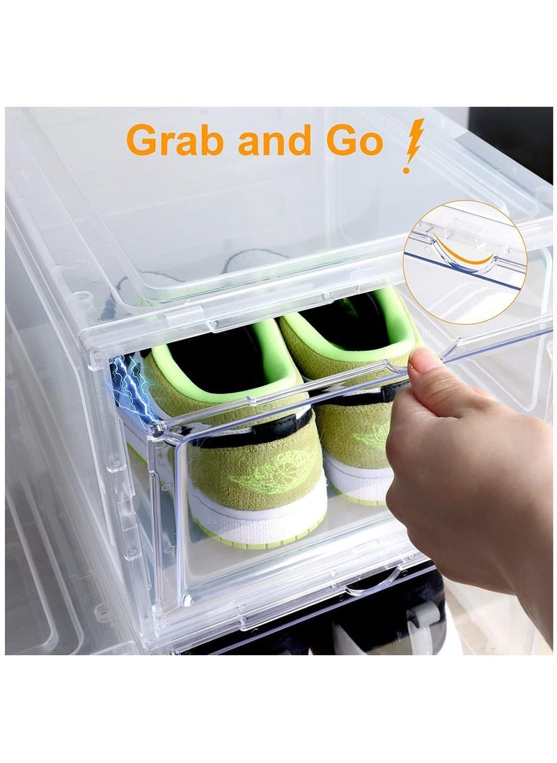 MIXDE - 6 Pack Shoe Storage Boxes, Stackable Shoe Box with Lids, Hard Plastic Shoe Organizer for Closet, Entryway, Bathroom & Home Decor - Image 1