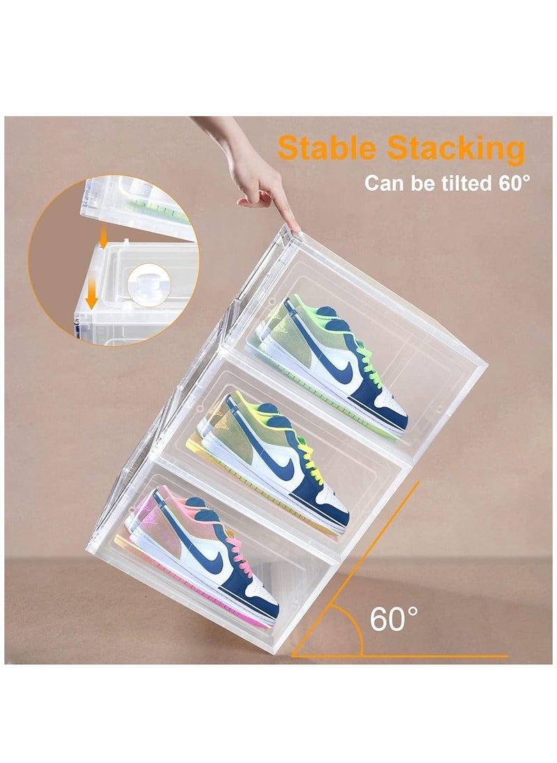 MIXDE - 6 Pack Shoe Storage Boxes, Stackable Shoe Box with Lids, Hard Plastic Shoe Organizer for Closet, Entryway, Bathroom & Home Decor - Image 1