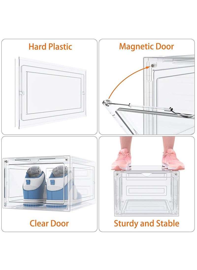 MIXDE - 6 Pack Shoe Storage Boxes, Stackable Shoe Box with Lids, Hard Plastic Shoe Organizer for Closet, Entryway, Bathroom & Home Decor - Image 1