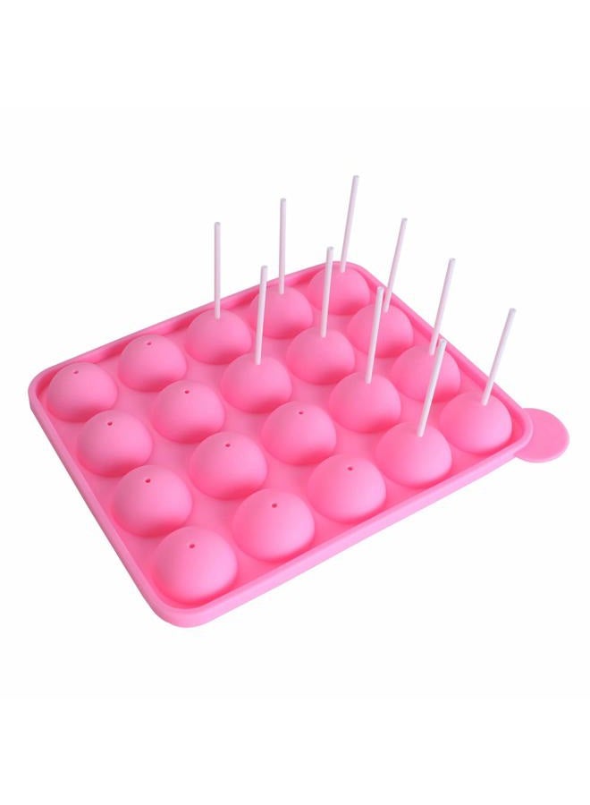 Warmbuy 20 Cavity Silicone Pink Lolly Pop Party Cupcake Baking Mold Cake Pop Stick Mold Tray - Image 1