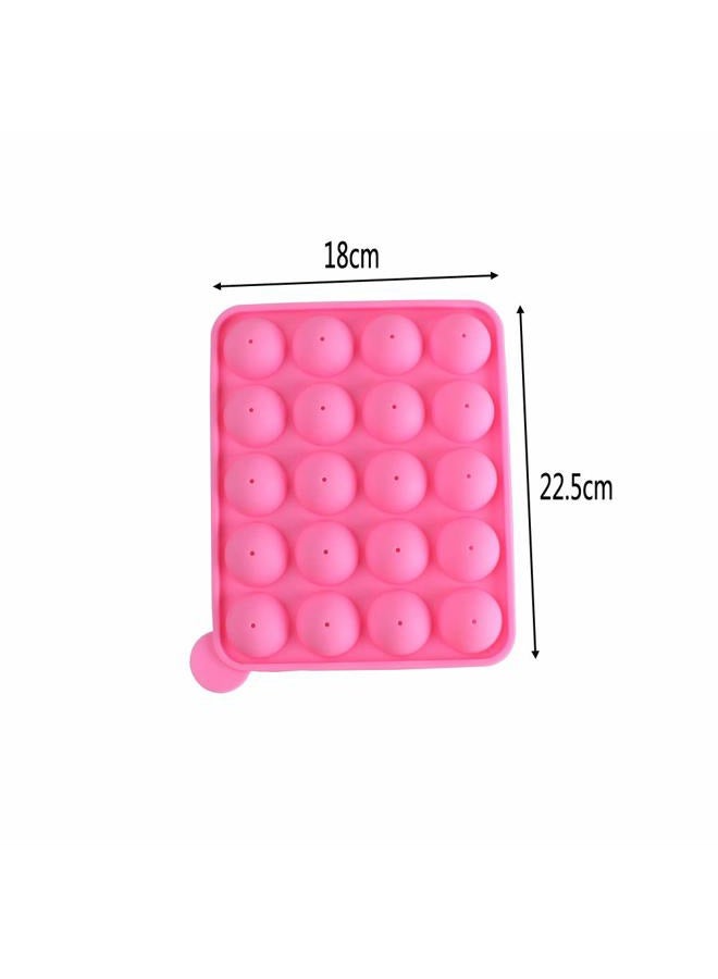 Warmbuy 20 Cavity Silicone Pink Lolly Pop Party Cupcake Baking Mold Cake Pop Stick Mold Tray - Image 3