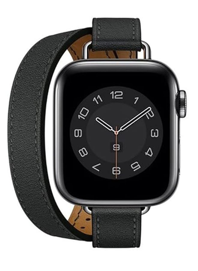 Charlam Double Loop Genuine Leather Strap For IWatch Series 8/7/6/SE/Ultra/5/4/3/2/1, Apple Watch Strap 38mm 40mm 41mm Women's Men's Strap Slim Waist Leather Wristband  - Image 1