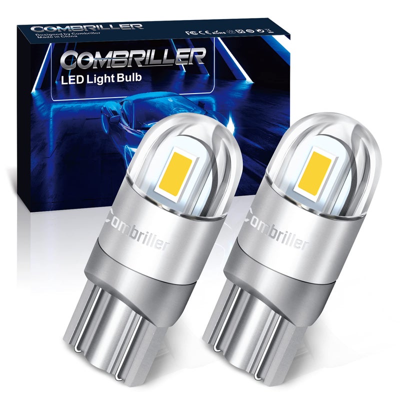 Combriller 194 LED Bulb 6000K White Error Free 194 168 LED Bulb T10 2825 w5w Led Interior Car Lights for Car License Plate Light Dash Lights Interior Dome Map Door Marker Courtesy Light Pack of 2