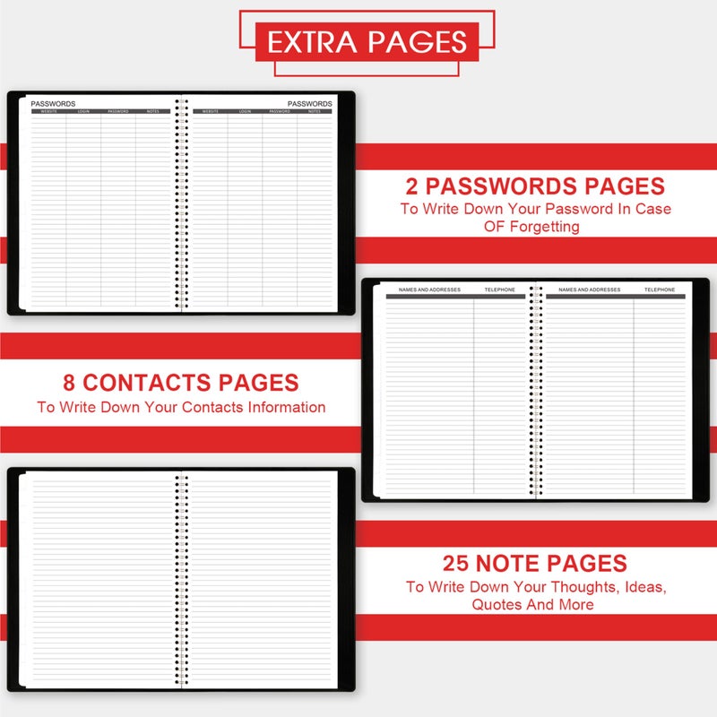 MaaIbok 2026 Monthly Planner/Calendar - Jan 2026 - Dec 2026, Monthly Planner 2026, 12 Months, Faux Leather, 8.86" x 11.4", 15 Notes Pages, Strong Twin - Wire Binding, Tabs, Perfect Organizer - Black - Image 4