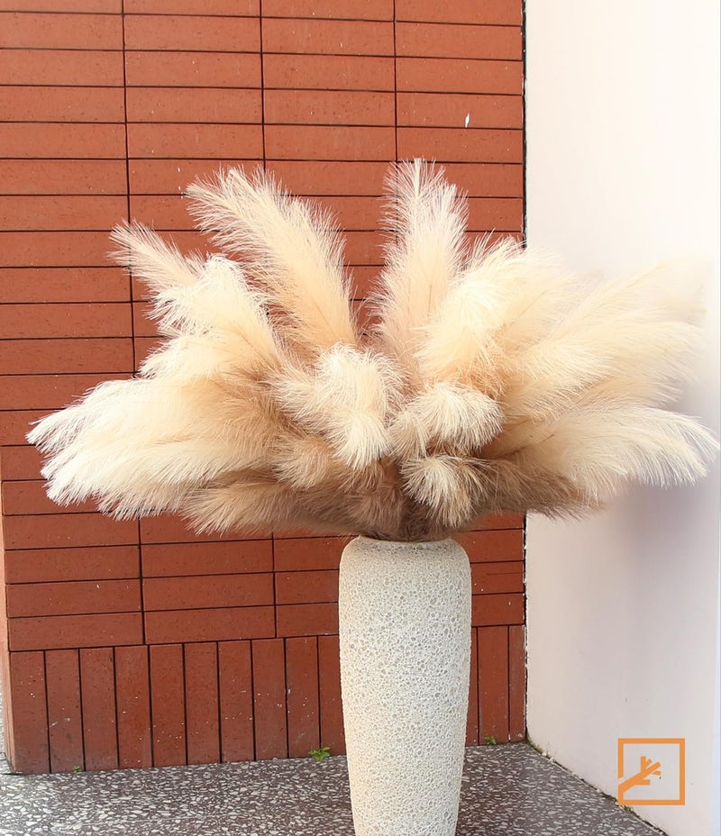 ZIFTY 7-Pcs 38"/3.1FT Faux Pampas Grass Large Tall Fluffy Artificial Fake Flower Bedroom Decor Boho Decor Bulrush Reed Grass for Vase Filler Farmhouse Home Wedding Decor (Beige Mixed) - Image 5