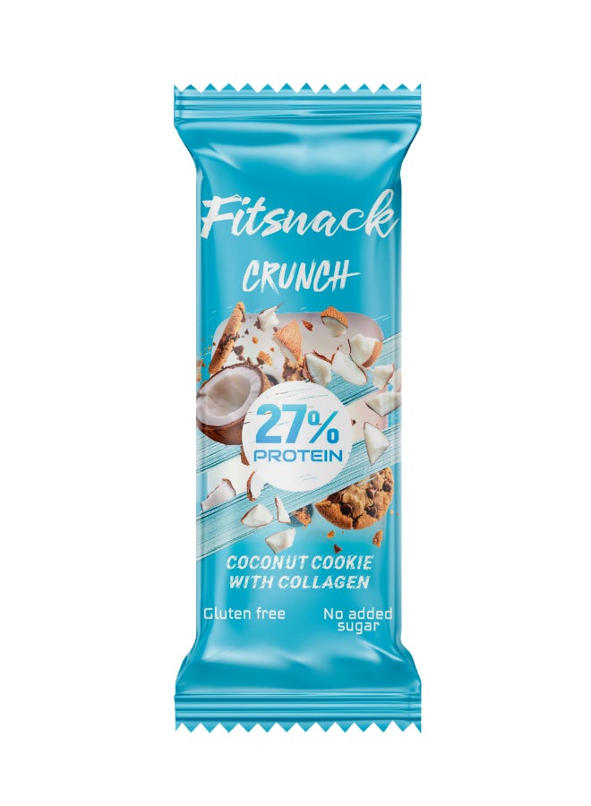 Fitsnack Crunch Coconut Cookie Flavor Crunchy Protein Bar with Caramel, 27% Protein, No Added Sugar, Protein Snack - Image 1