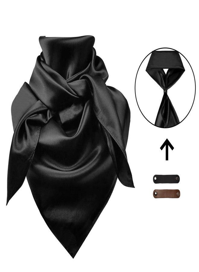 forebile Men's Women's Wild Rag, Western Bandana Cowboy Scarves,Silk Feel Rancher Necker Chief (black) - Image 2