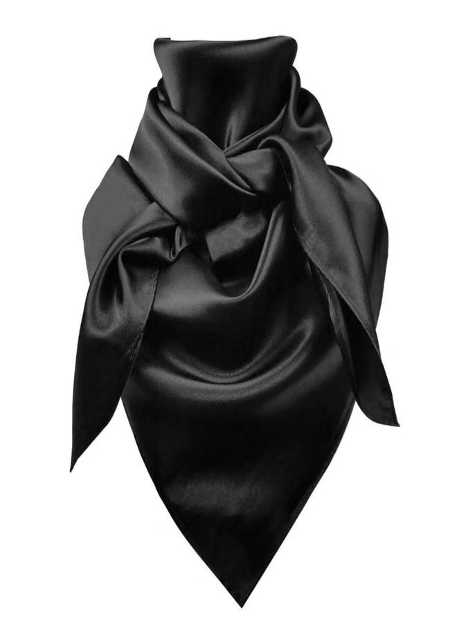 forebile Men's Women's Wild Rag, Western Bandana Cowboy Scarves,Silk Feel Rancher Necker Chief (black) - Image 1