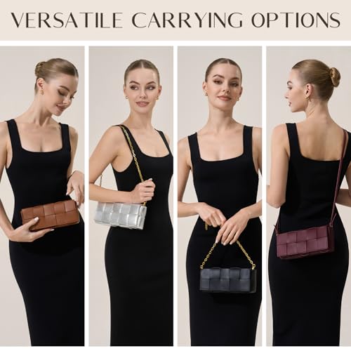CHUNLI Woven Clutch Purses for Women - Sleek Shoulder Handbag for Evening, Formal Events, Wedding, Party, Special Occasions - Image 5