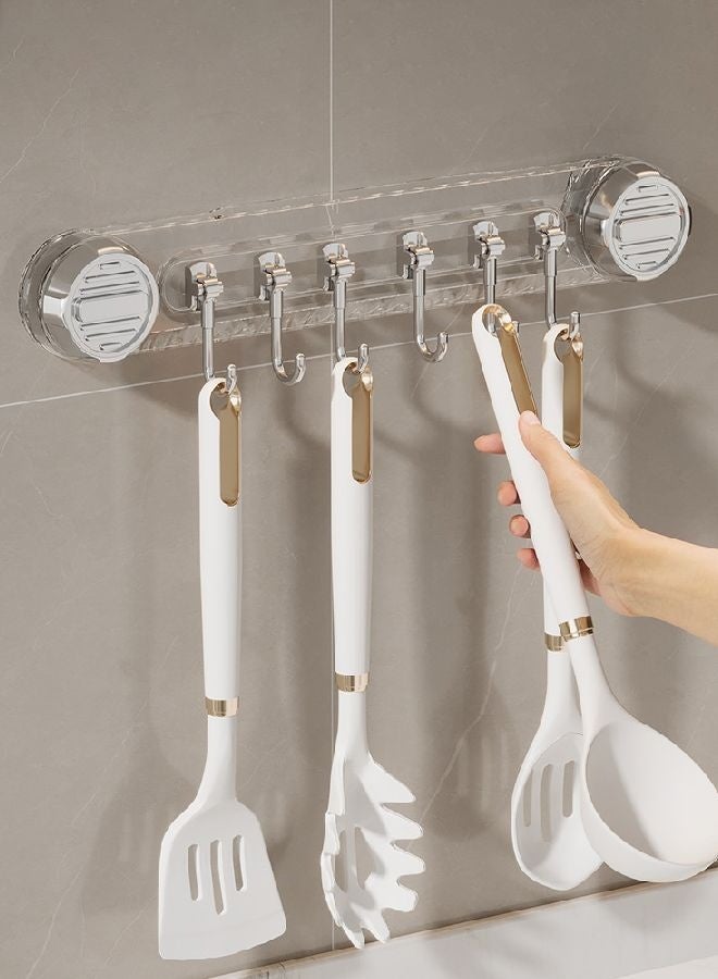 HOMESTAR 2 Pcs Suction Cup Hooks, Powerful Vacuum-Sealed, Shower Hooks with 6 Hooks for Glass,Tiles,Damage-Free Kitchen & Bathroom Hooks,Reusable Rustproof Towel Hooks for Office & Bedroom Decor Transparent - Image 2