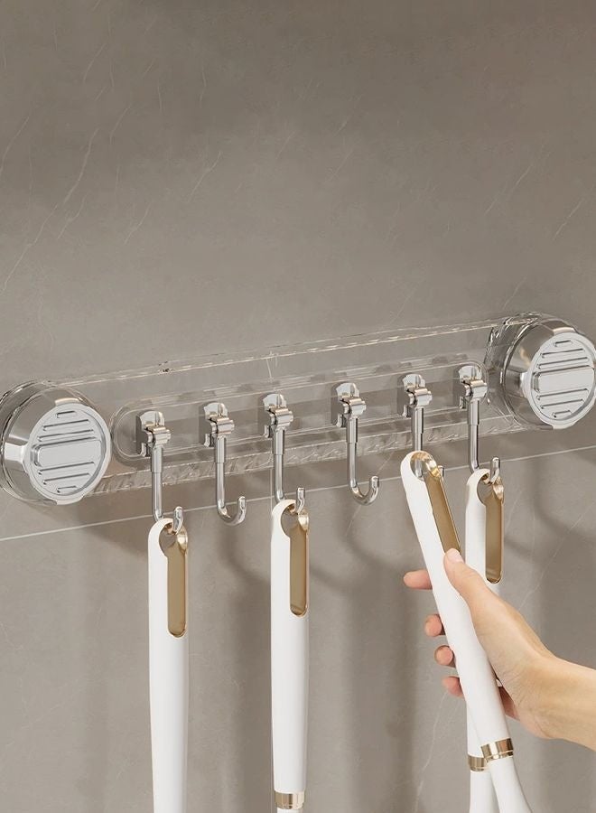 HOMESTAR 2 Pcs Suction Cup Hooks, Powerful Vacuum-Sealed, Shower Hooks with 6 Hooks for Glass,Tiles,Damage-Free Kitchen & Bathroom Hooks,Reusable Rustproof Towel Hooks for Office & Bedroom Decor Transparent - Image 5