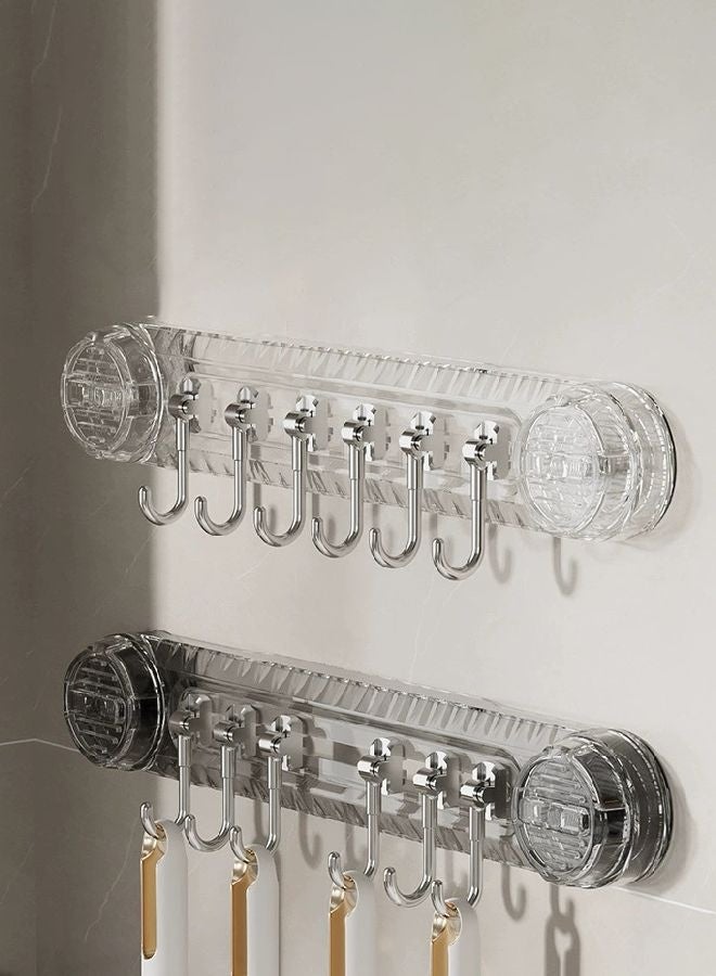 HOMESTAR 2 Pcs Suction Cup Hooks, Powerful Vacuum-Sealed, Shower Hooks with 6 Hooks for Glass,Tiles,Damage-Free Kitchen & Bathroom Hooks,Reusable Rustproof Towel Hooks for Office & Bedroom Decor Transparent - Image 4